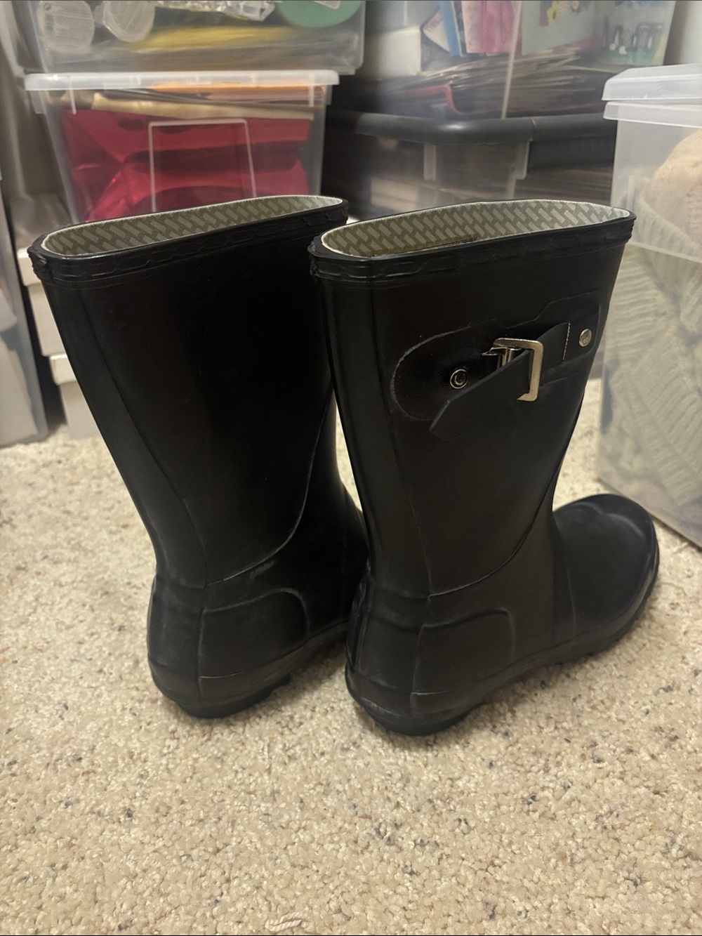 Hunter Black Waterproof Rain Boots with Logo - Picture 3 of 7